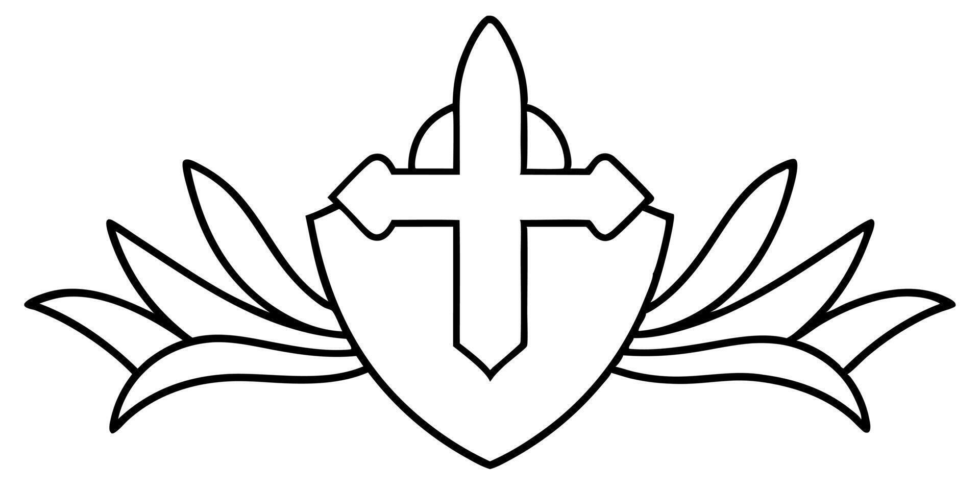 tattooshop logo with christ content, illustration line art vector