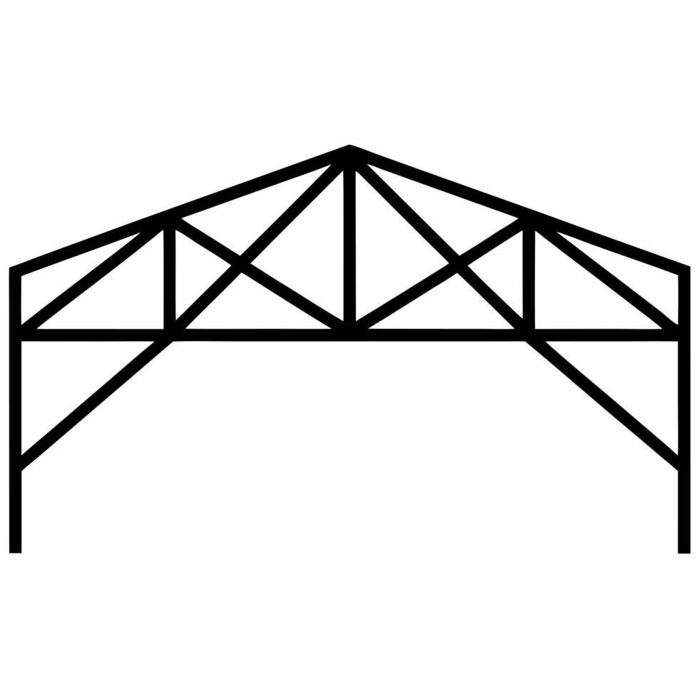steel truss planar no columns, illustration line art vector