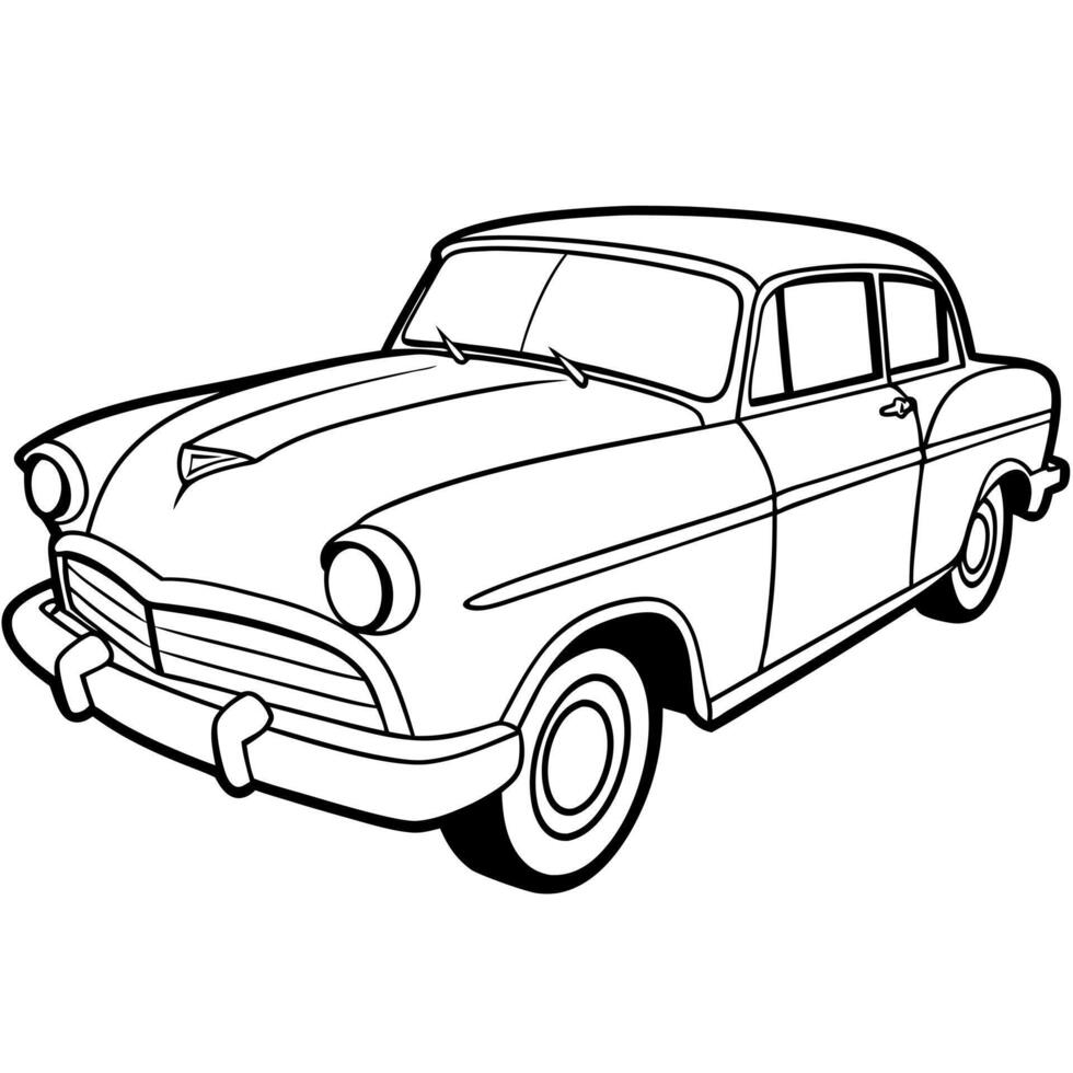 outline of a car vintage, illustration line art vector