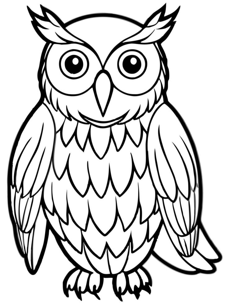 owl, illustration line art vector