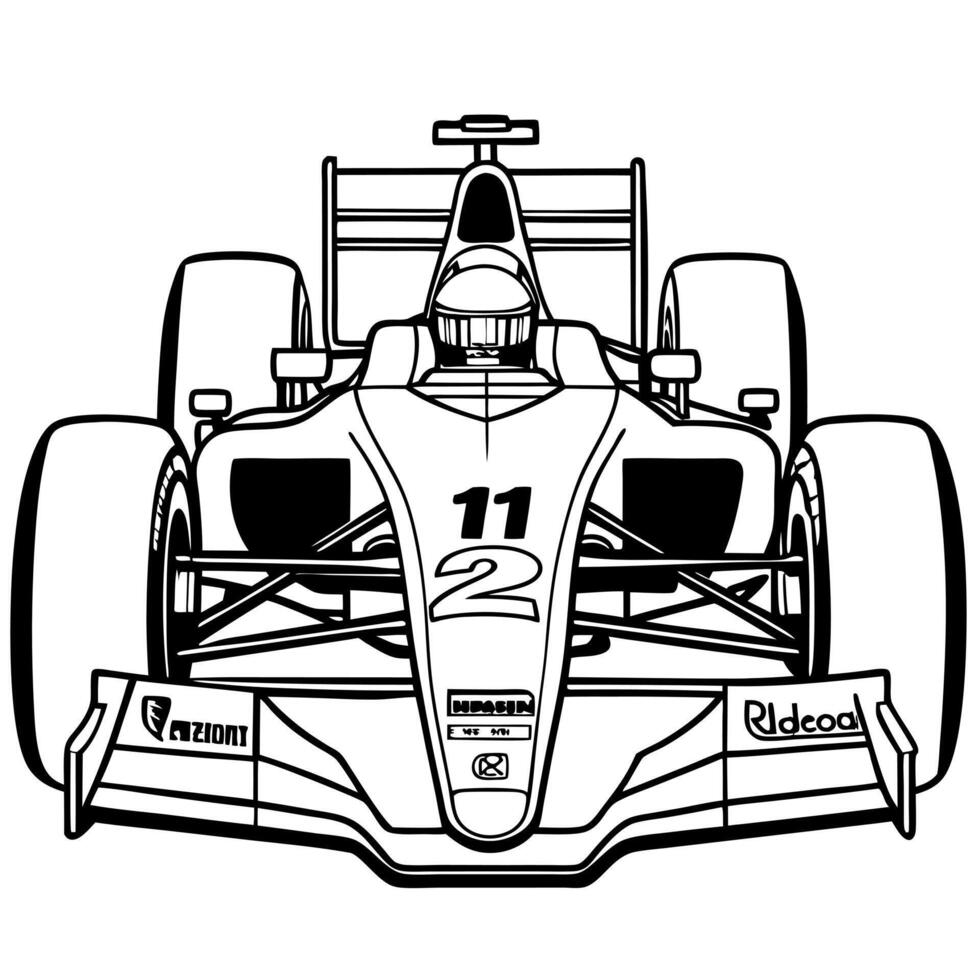formula 1 atributes, illustration line art vector