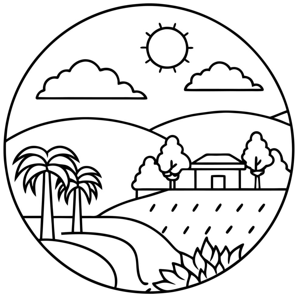 afternoon, illustration line art vector
