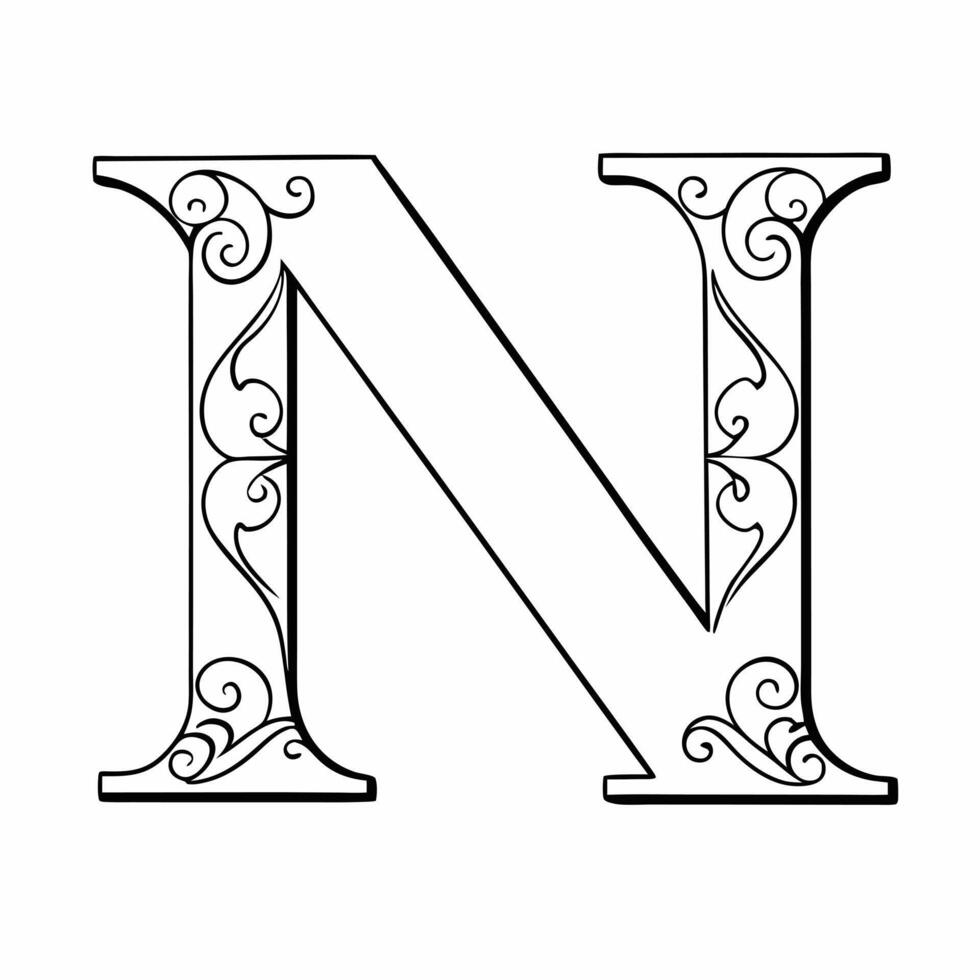 n, illustration line art vector