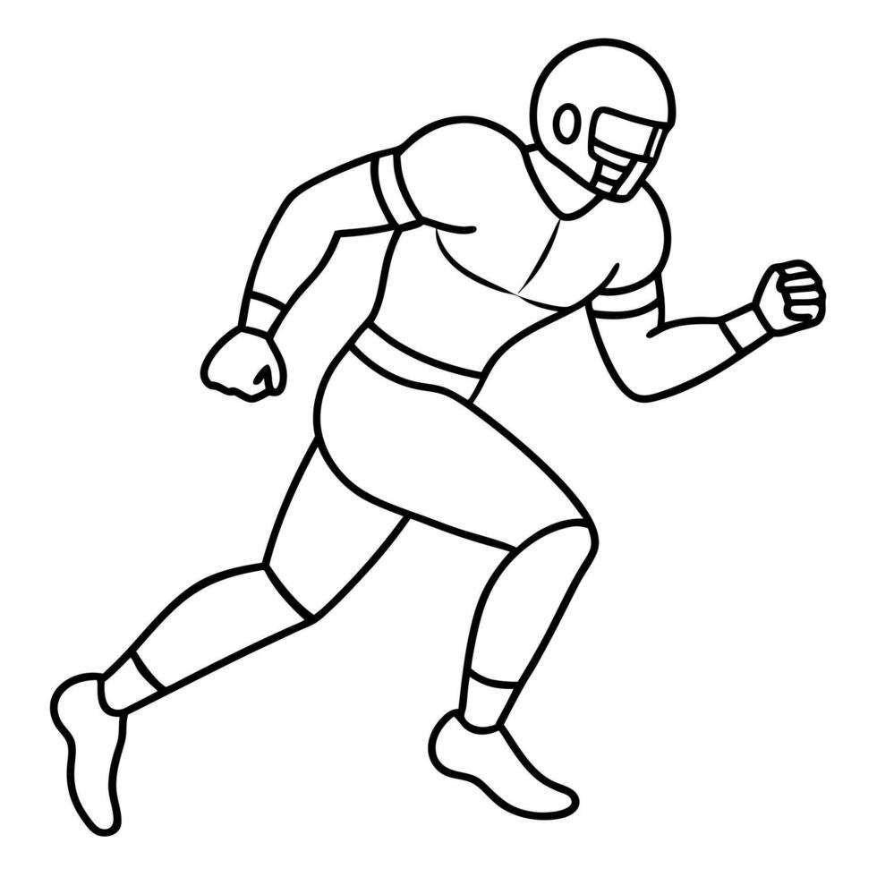 american football player running, illustration line art vector