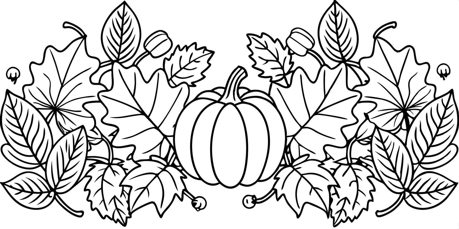 autumn pattern, illustration line art vector