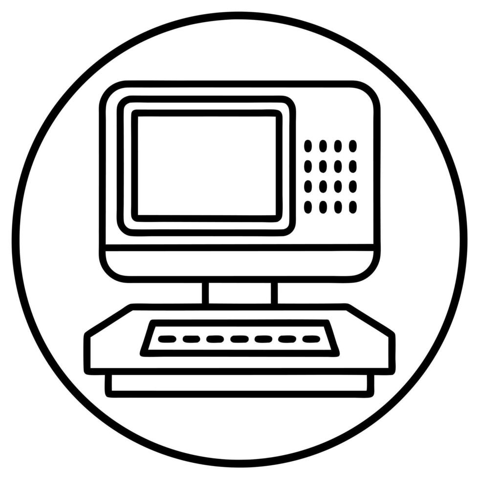 computers icon for digitalization related on white background, illustration line art vector