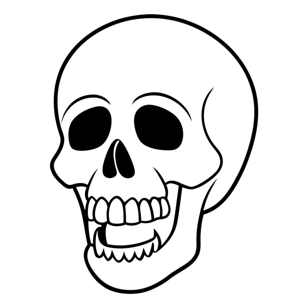skull, minimalist, jaw open, scary, illustration line art vector