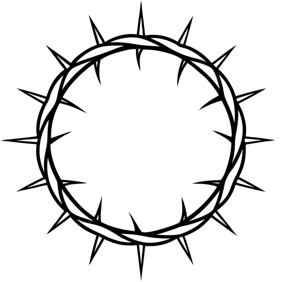 crown of thorns that jesus wore minimalist black and white sketch sketch drawing, vector