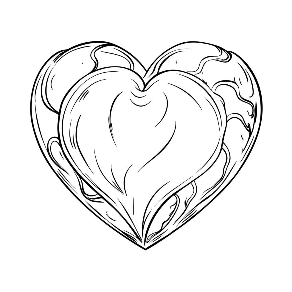 hearts, illustration line art vector