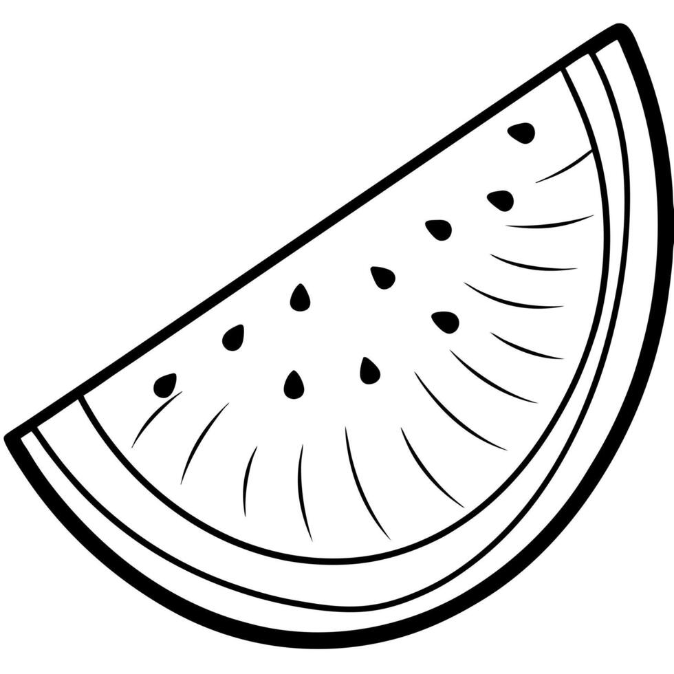 watermelon slice, illustration line art vector