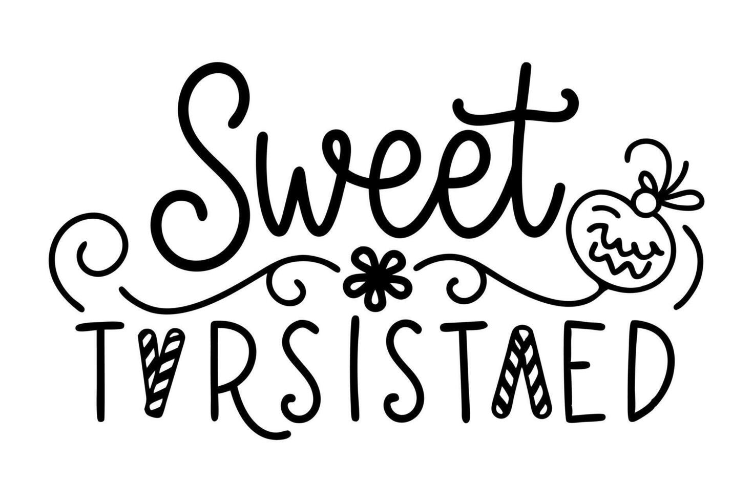 sweet but twisted svg design with christmas , illustration line art vector