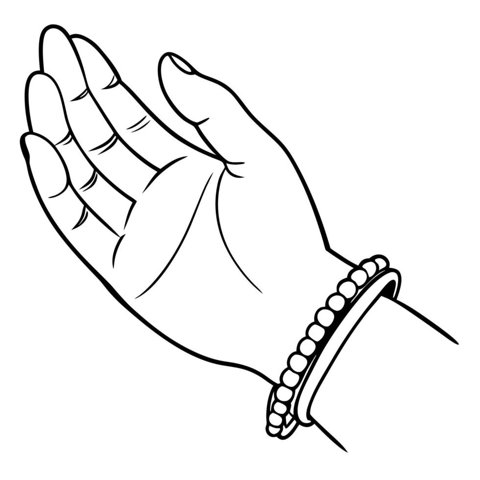 bracelet on the hand, illustration line art vector