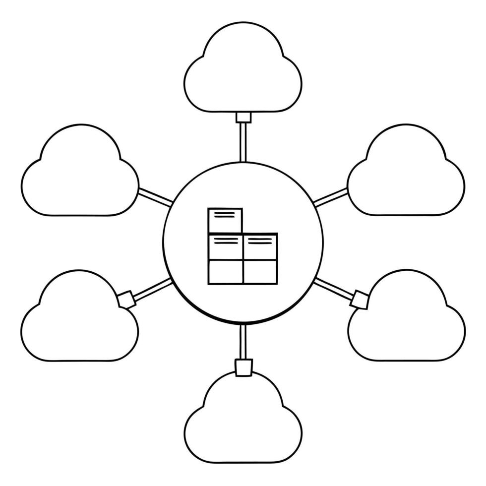 data clean linear icon of data flow with interconnected nodes representing secure data vector