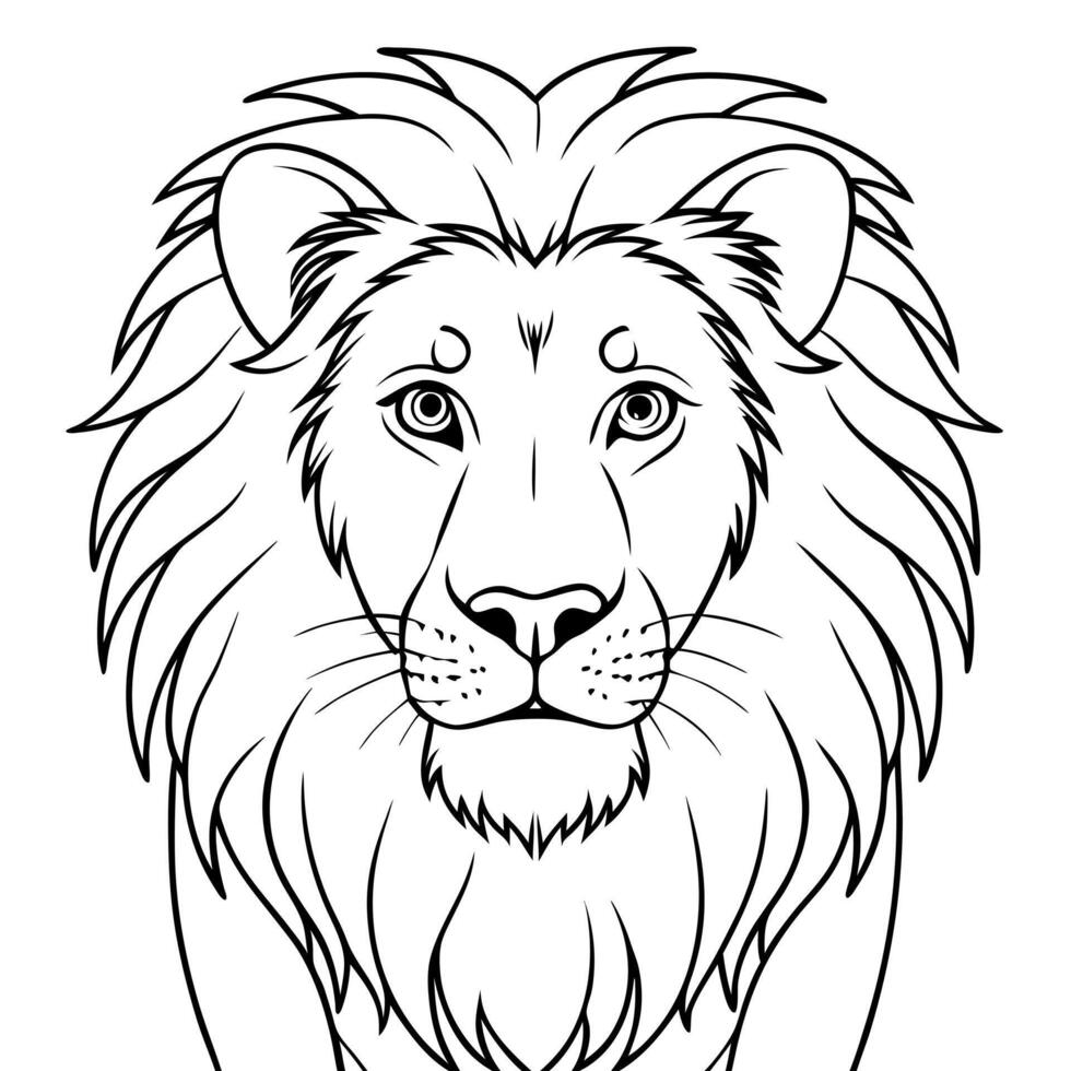 lion, illustration line art vector