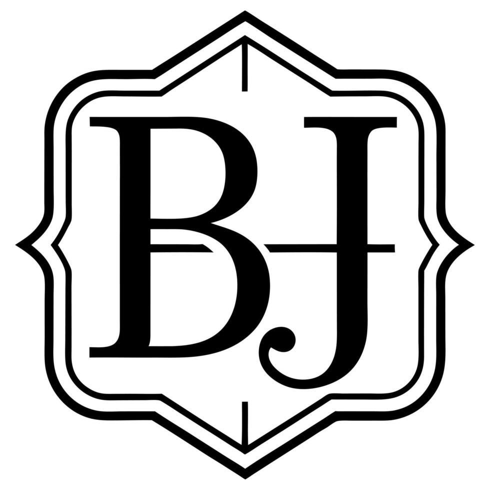 logo containing the b and j, illustration line art vector