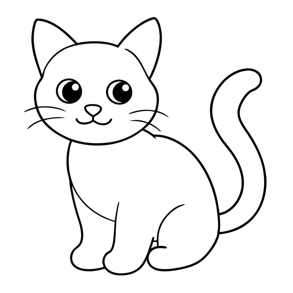 cute baby cat coloring page illustration - Cute Baby Cat Coloring Page Illustration Line Art Vector 