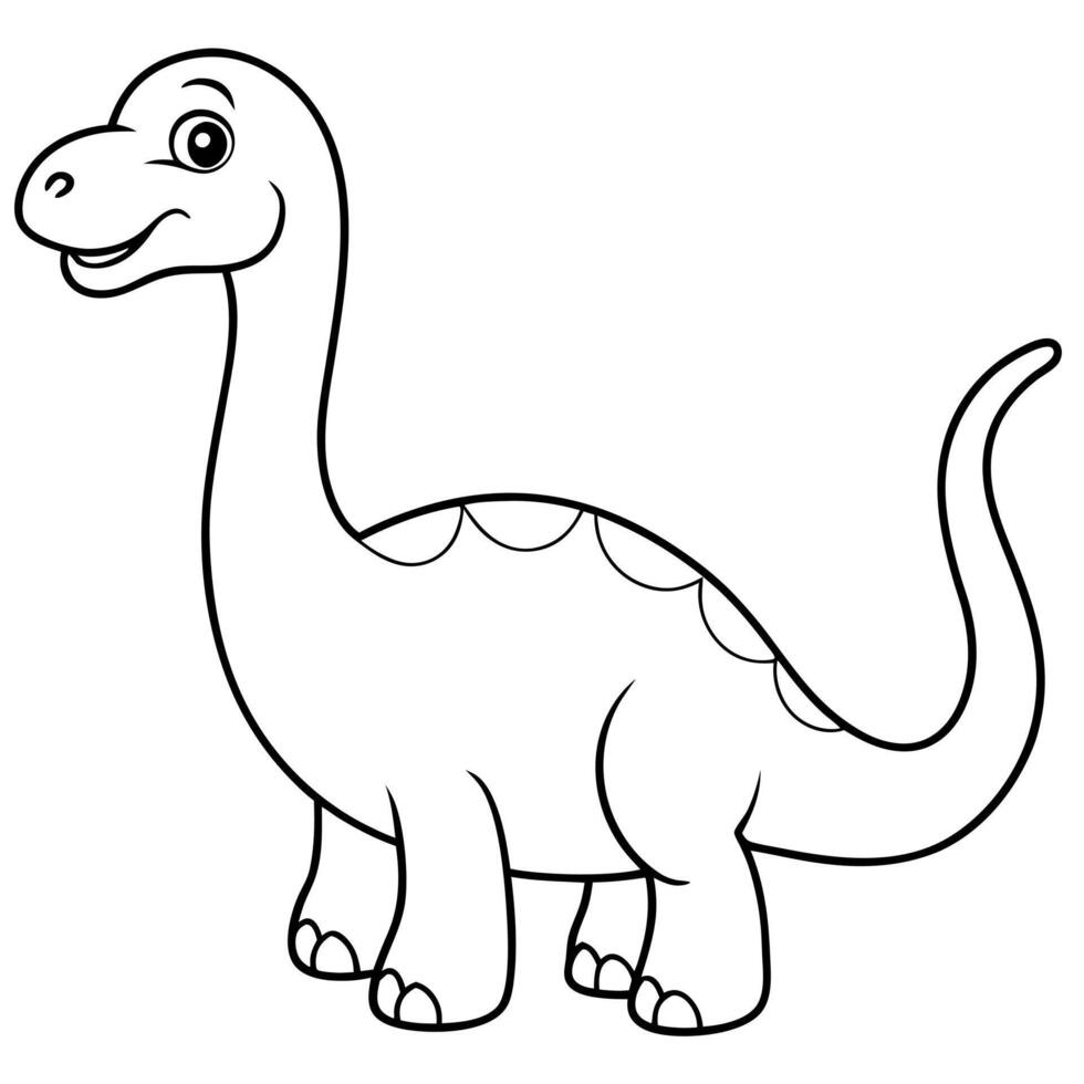 cute dinosaur coloring page amargasaurus, illustration line art vector