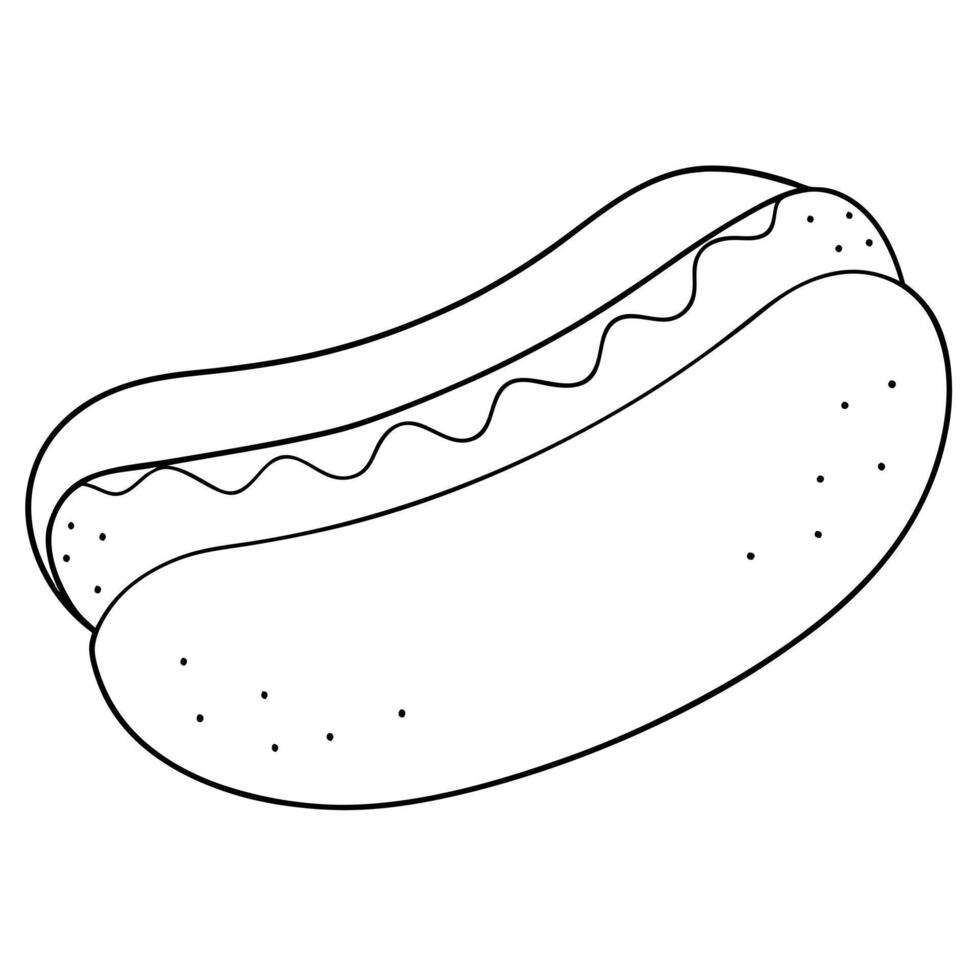 chili dog, illustration line art vector