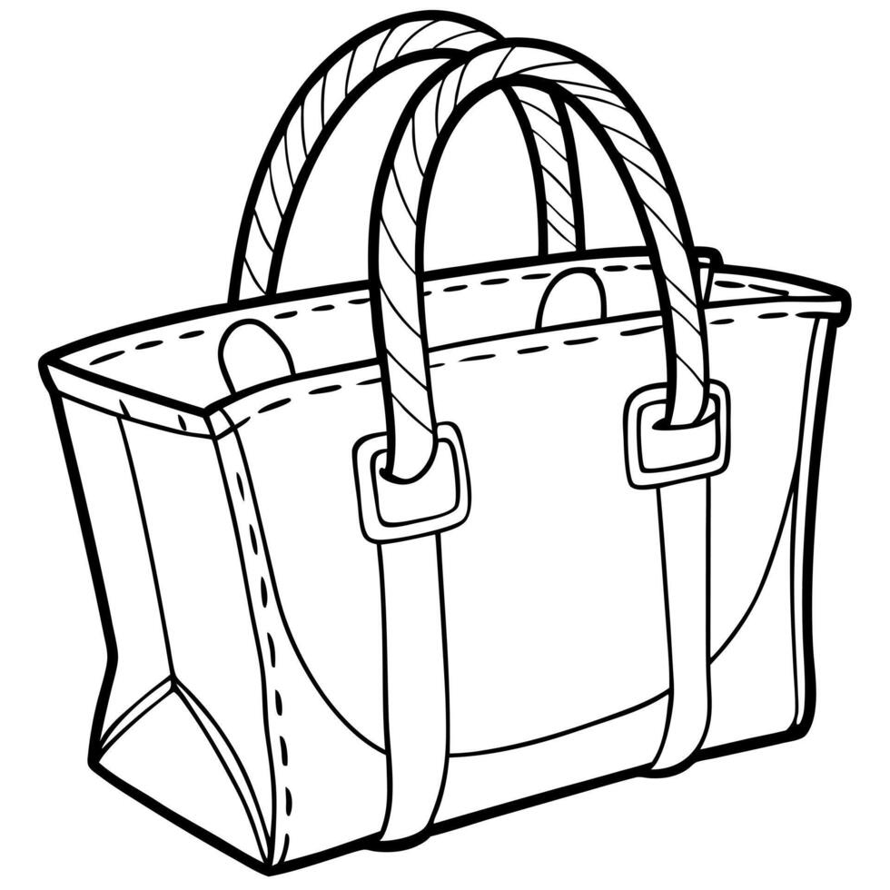 a coloring page of tote bags, illustration line art vector