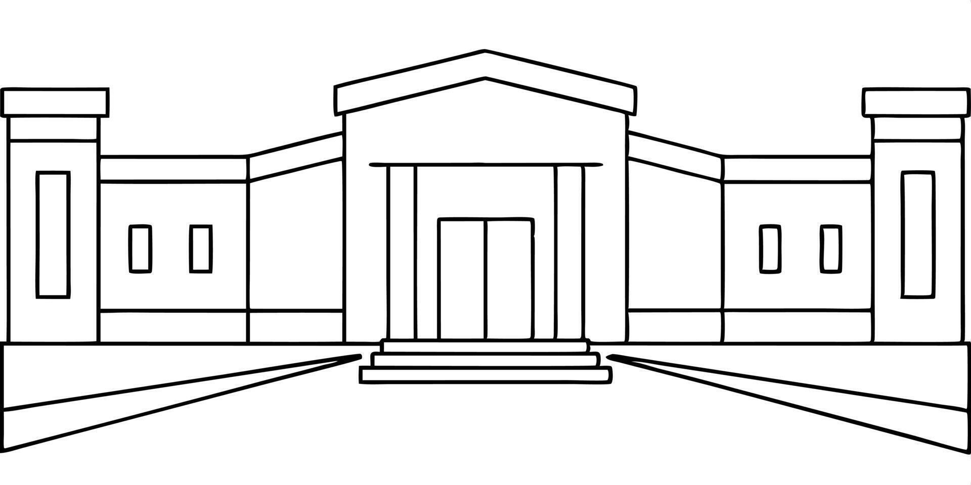 university interior, illustration line art vector