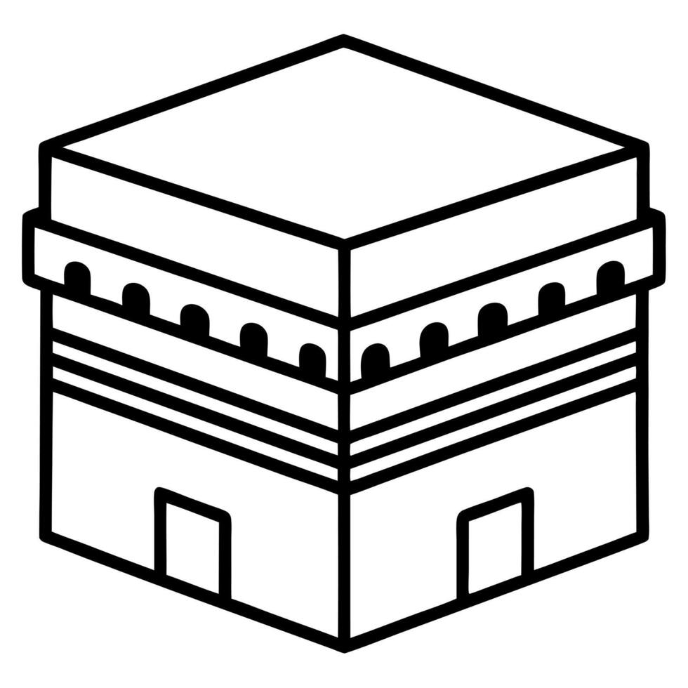holy kaaba in mecca saudi arabia hand drawn sketch illustration, illustration line vector