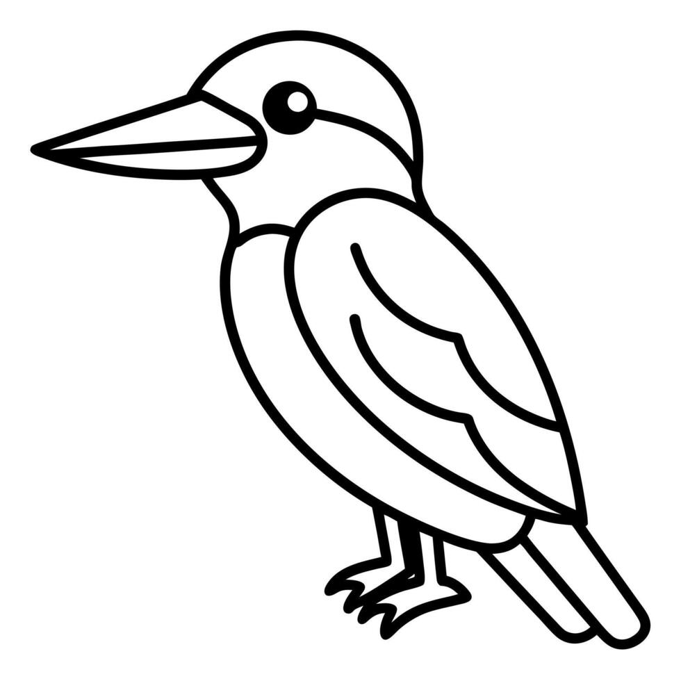 common kingfisher bird learns icon , illustration line art vector