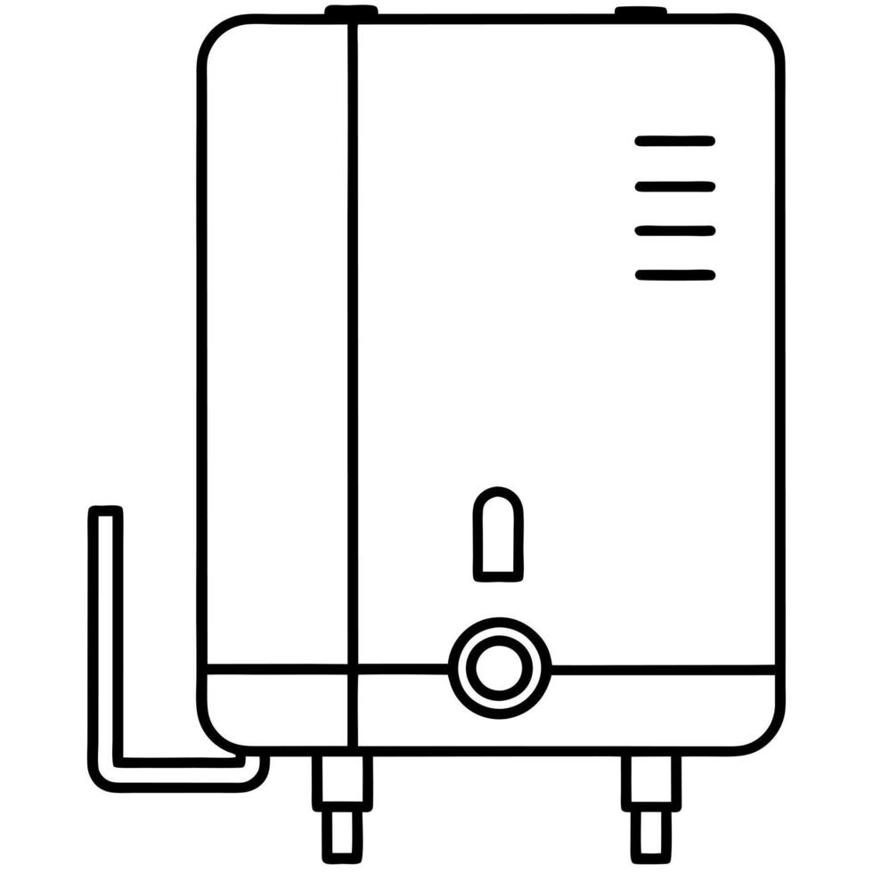 wall-mounted heating boiler, illustration line art vector