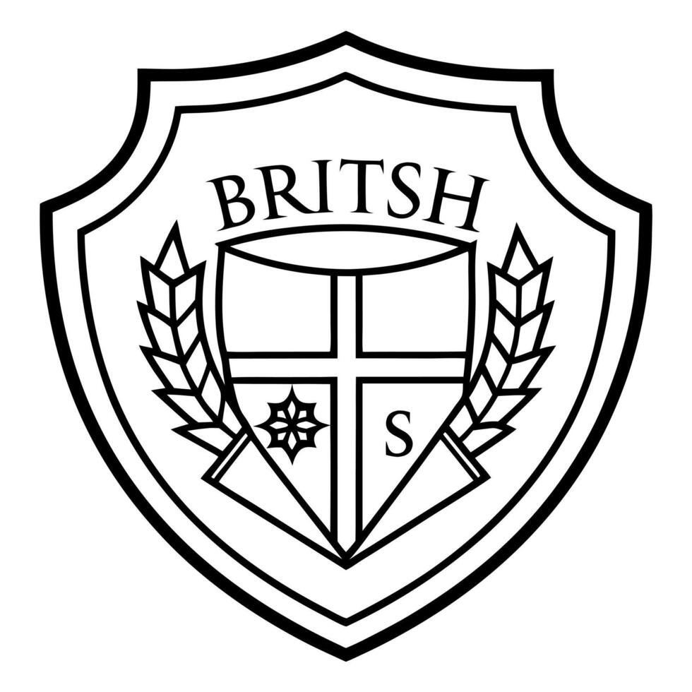 a british senior school logo, illustration line art vector