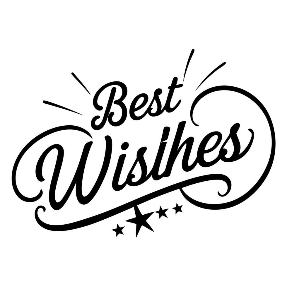 best whishes lettering simple design silhouette , white background, illustration line vector