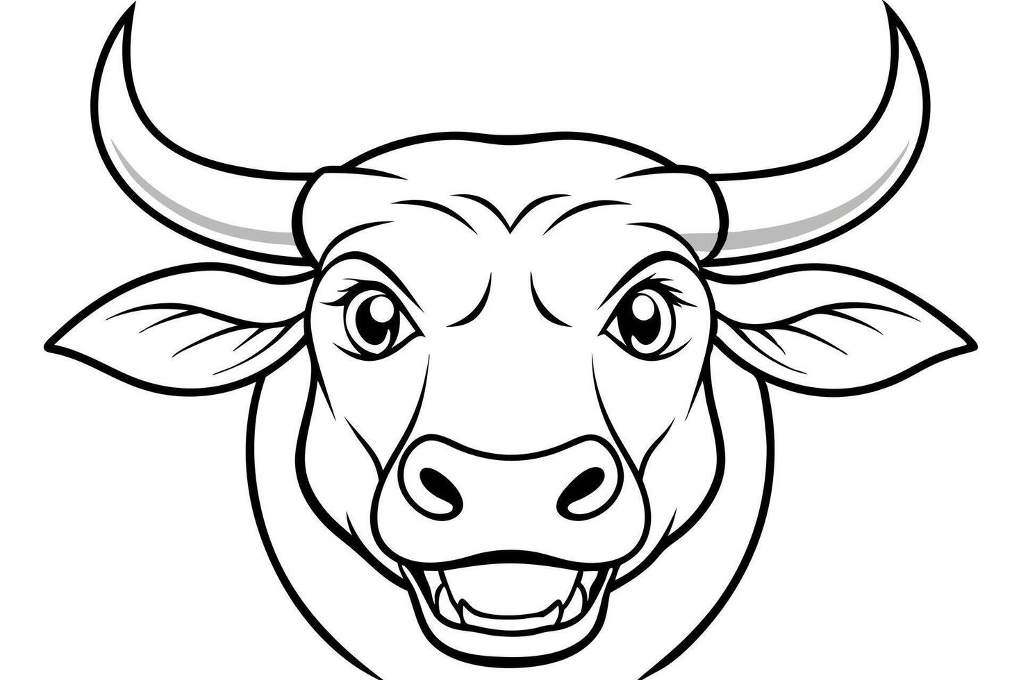 cabeza de toro feliz, illustration line art vector