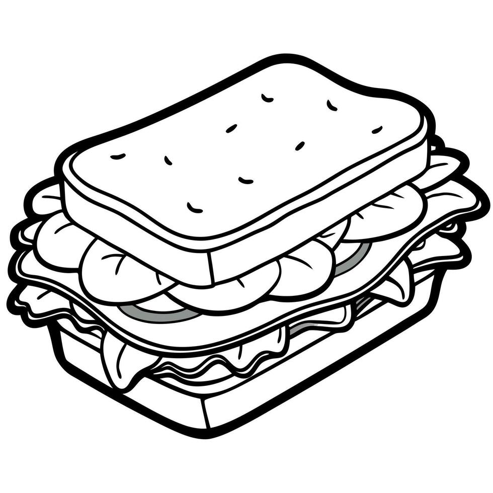 ham and cheese with green vegetable sandwich isolated on transparent or white background, vector