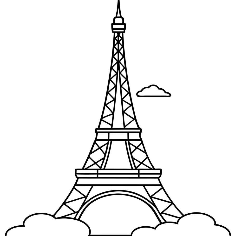 eiffel tower, illustration line art vector