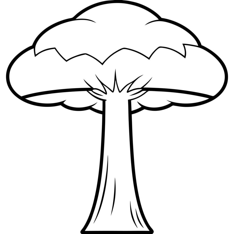 atomic mushroom, illustration line art vector