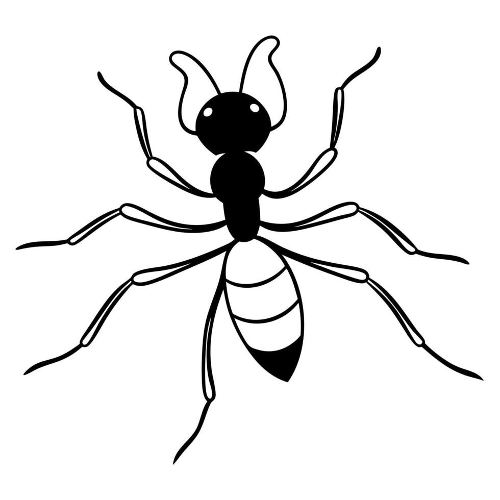 ant on a white background, illustration line art vector