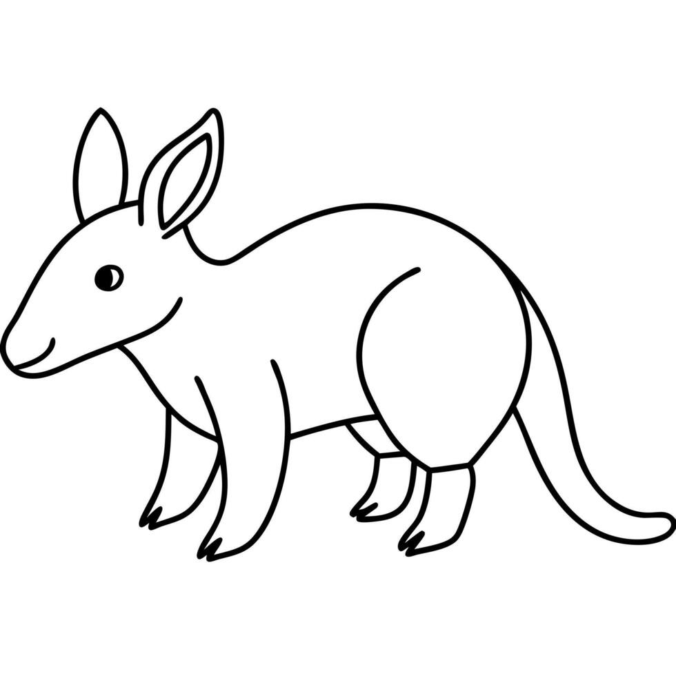 a drawing of a simple cute aardvark, illustration line art vector