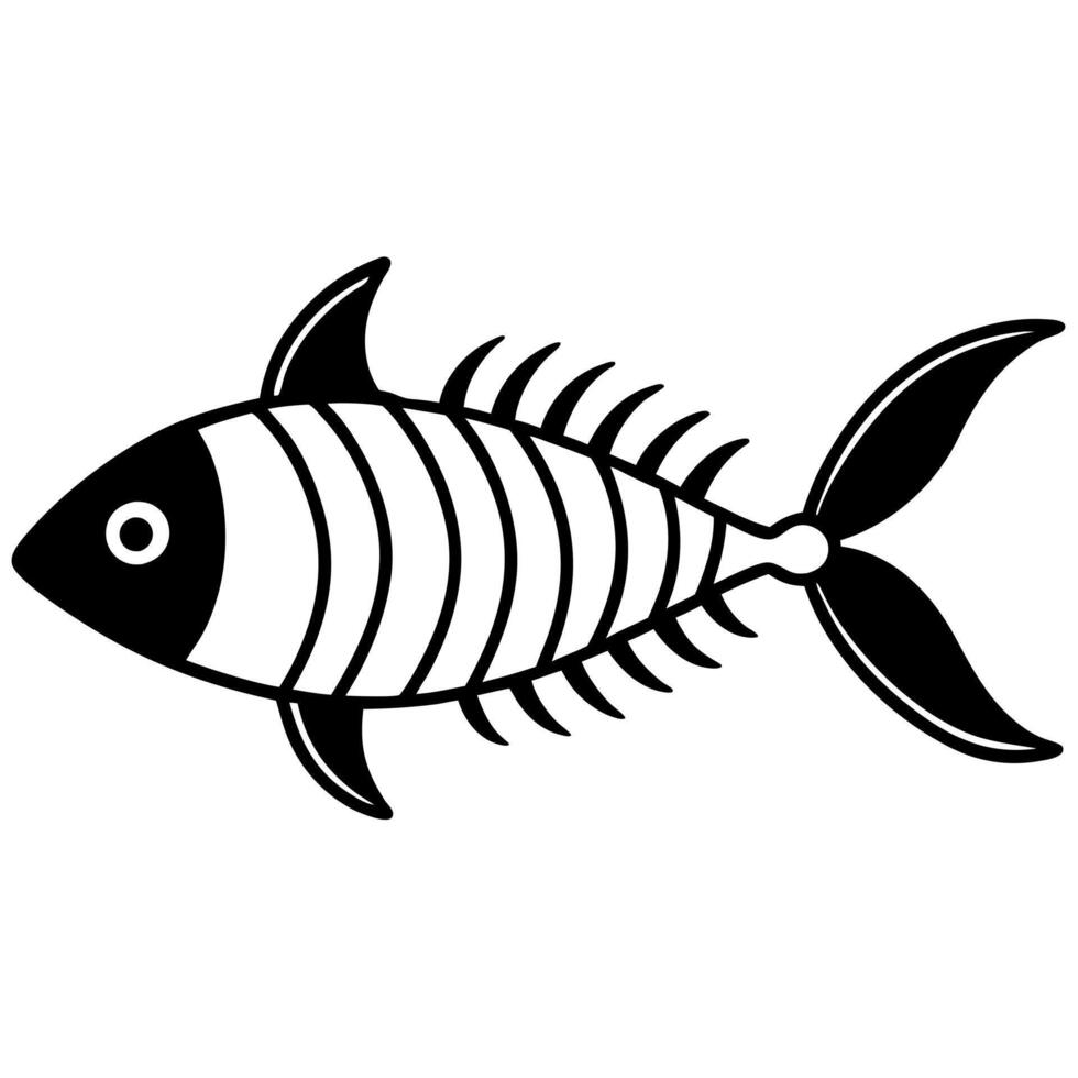 fish bone silhouette art, illustration line art vector