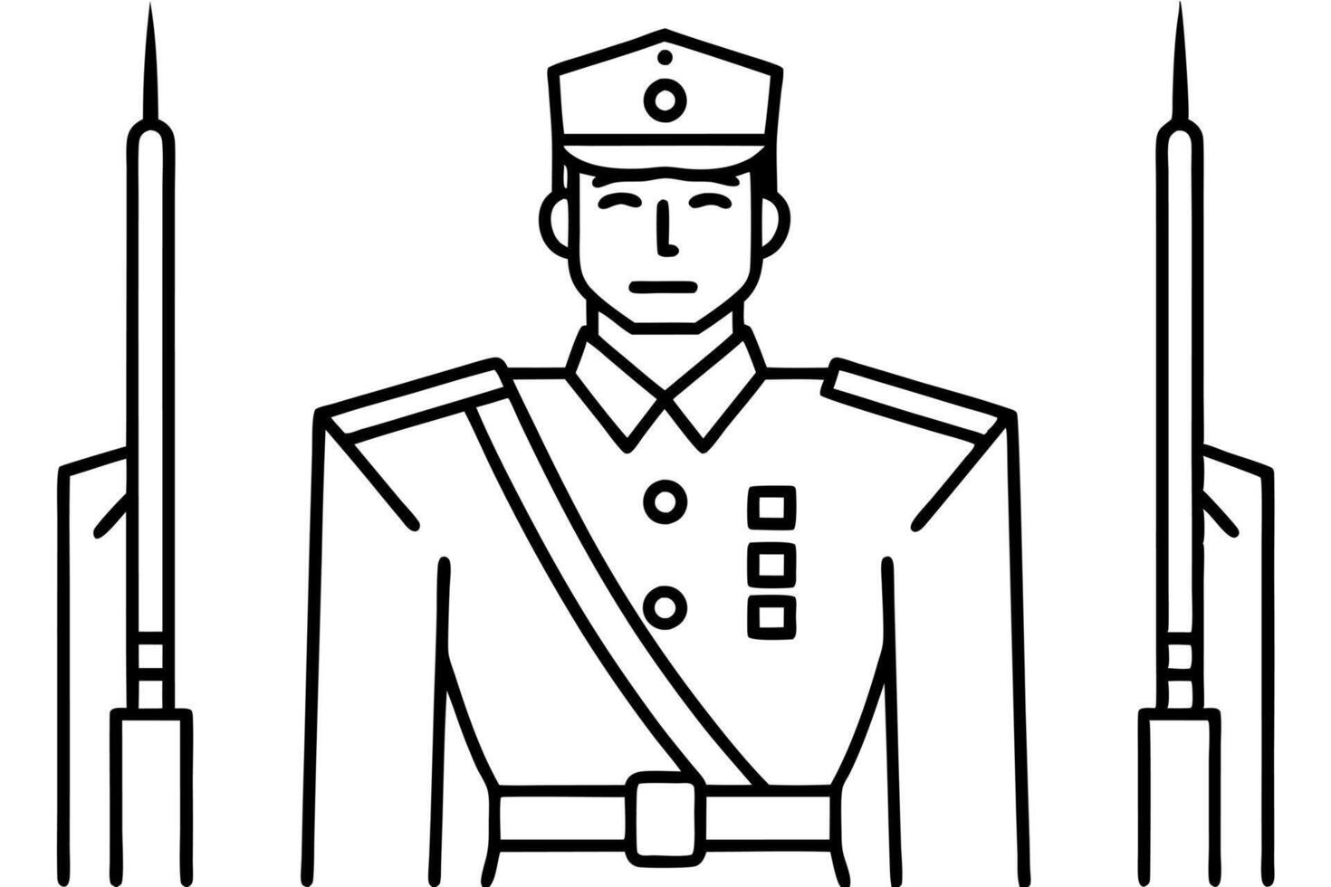 illustration, honor guard, is done in a modern style, with clean, straight, crisp lines, has vector