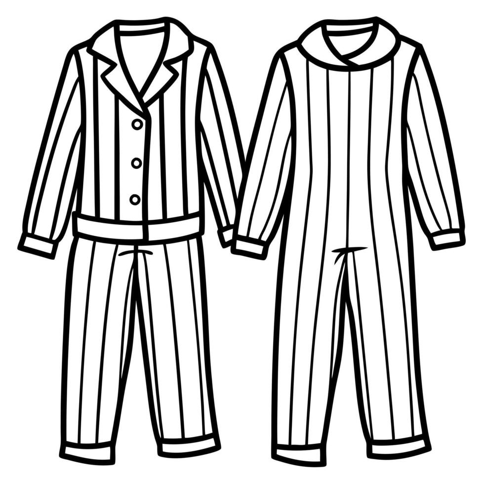 pajamas on white background, illustration line art vector