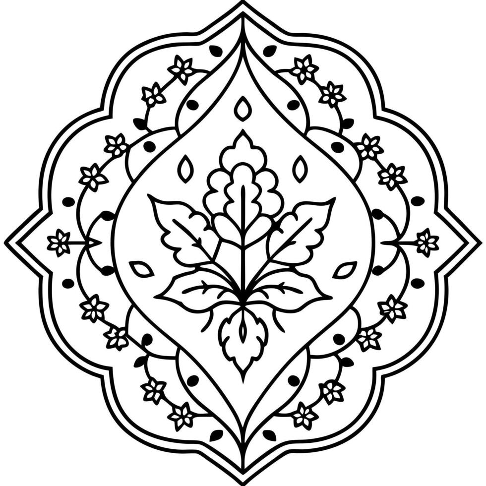 from persian carpet pattern, foliage and tendrils, illustration line art vector