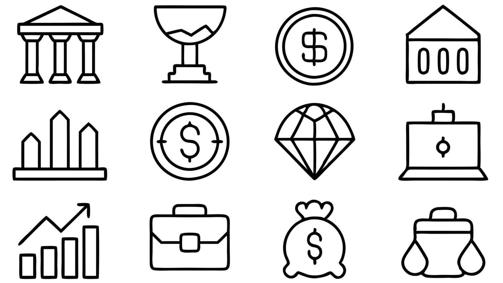 20 finance icon set, illustration line art vector
