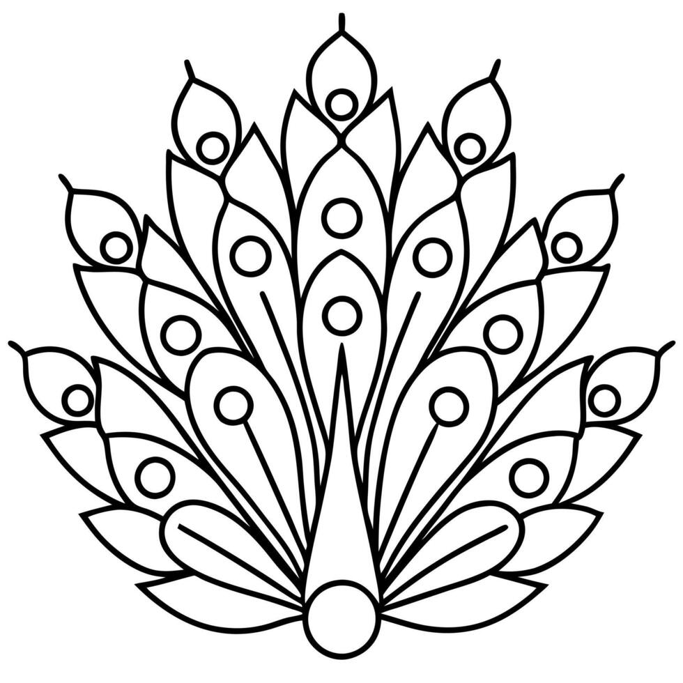 peacock feathers, illustration line art vector