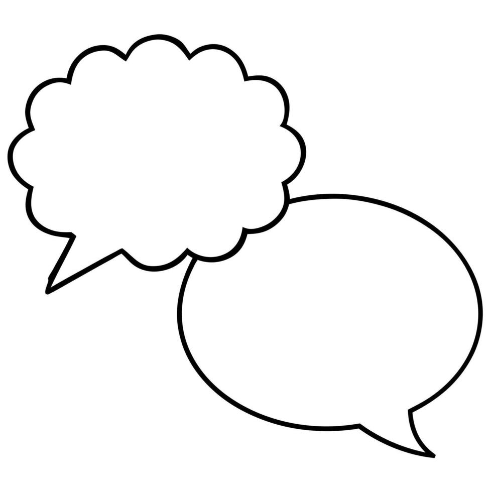hand drawn doodle blank speech bubbles set, illustration line art vector