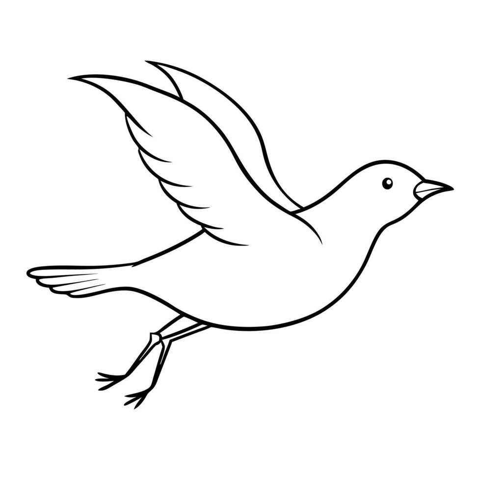 a lark bird is jamping, illustration line art vector