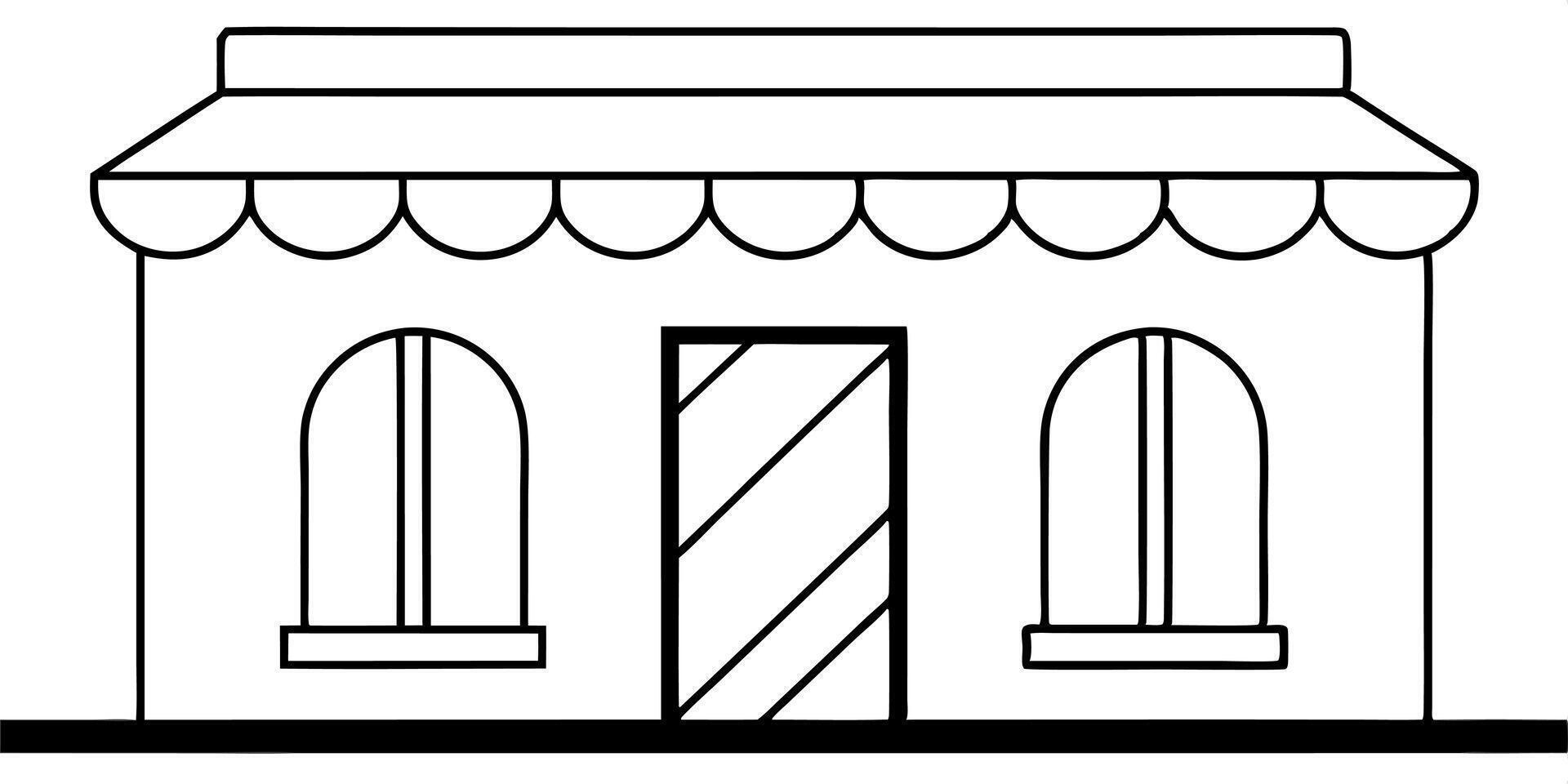 trendy shop, illustration line art vector