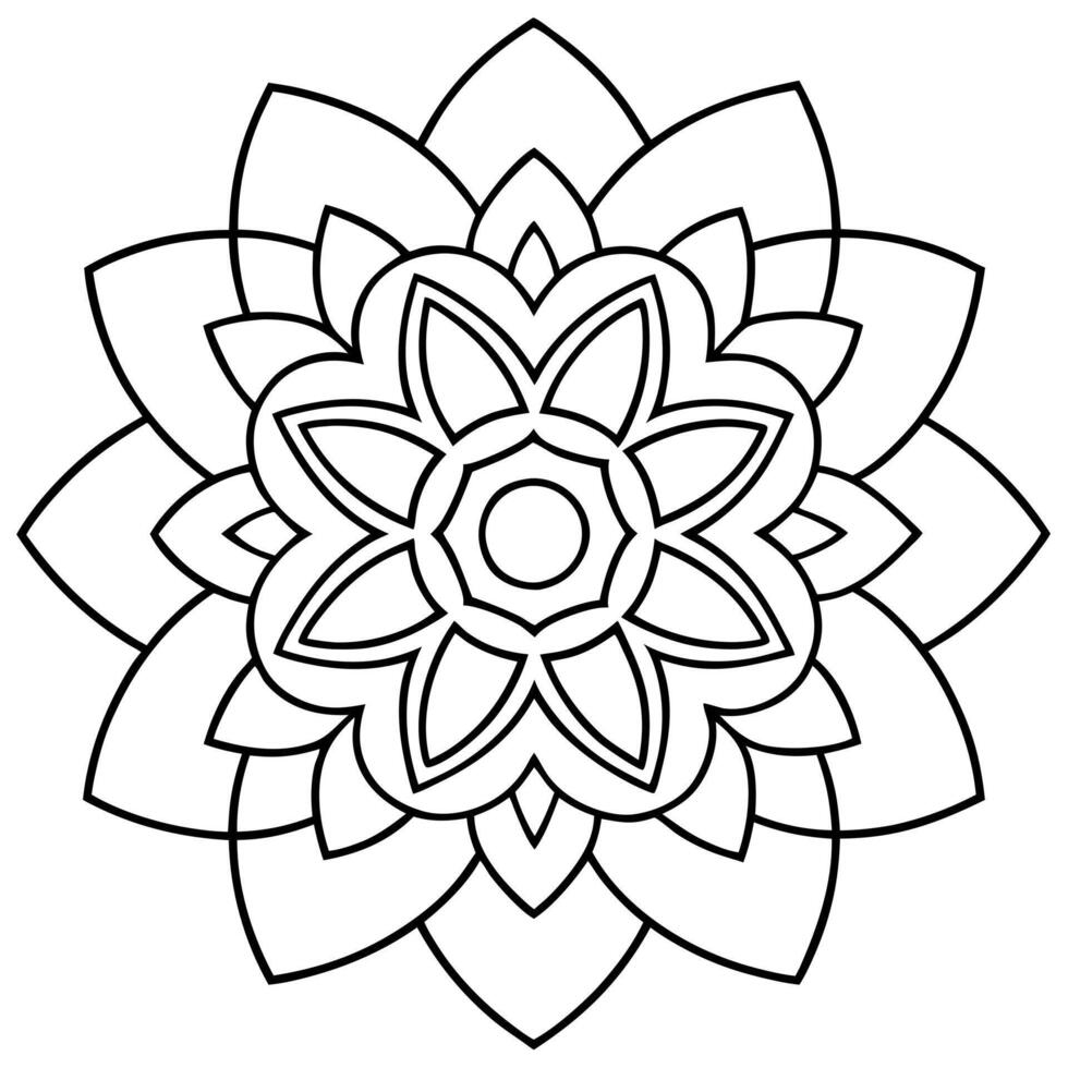 coloring pages for kids, bold line art, a mandala composed of concentric circles with interlocking vector