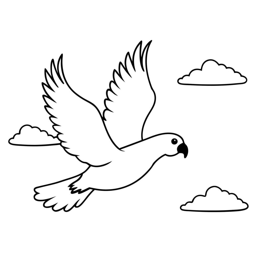 australian cockatoo flying, illustration line art vector