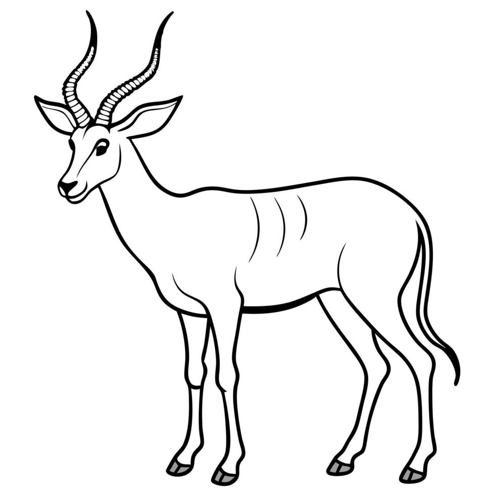 produce a full-body image of an antelope, showing its slender legs, horns, and body, standing in a vector