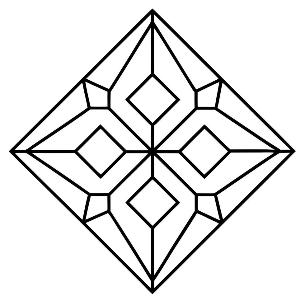 coloring pages for kids, bold line art, interlocking diamonds with intricate geometric patterns, vector