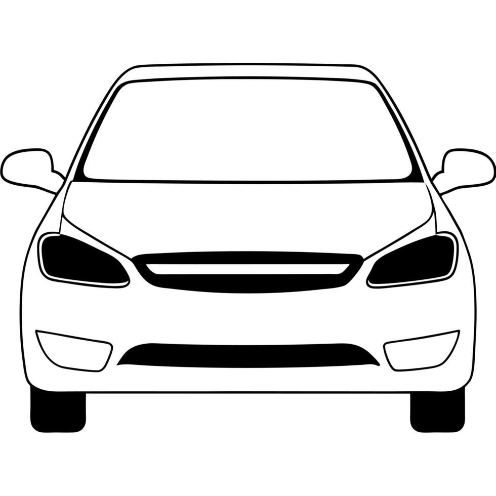 car frontal, illustration line art vector
