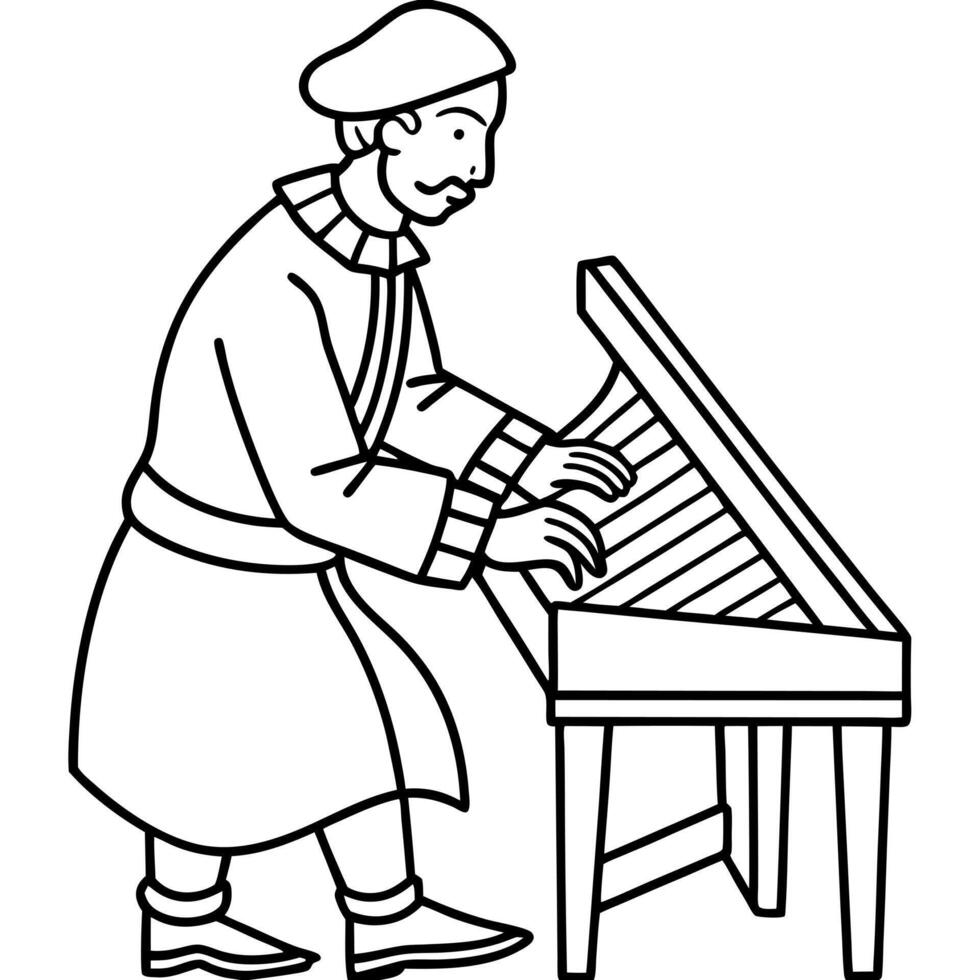clavicembalo hammerclavier master repair, illustration line art vector